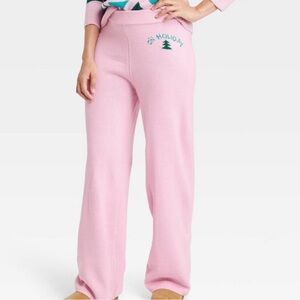 New! Women's “On Holiday” Graphic Sweater Pants Soft Pink, Sizes M, L or XL
